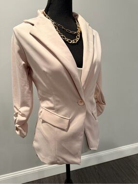 Women's Blush Pink Single-Button Blazer Jacket